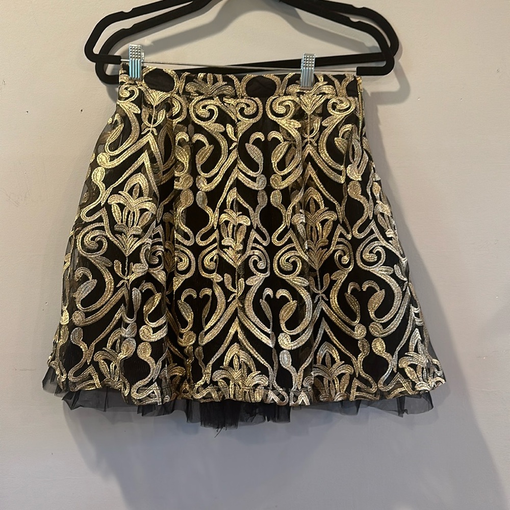 Gold and Black floral embroidered Romeo + Juliet skirt